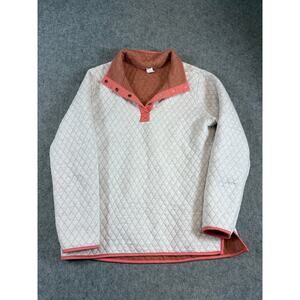 Marine Layer Quilted Jacket Womens Large Cream Pullover Thermal Gorpcore Winter